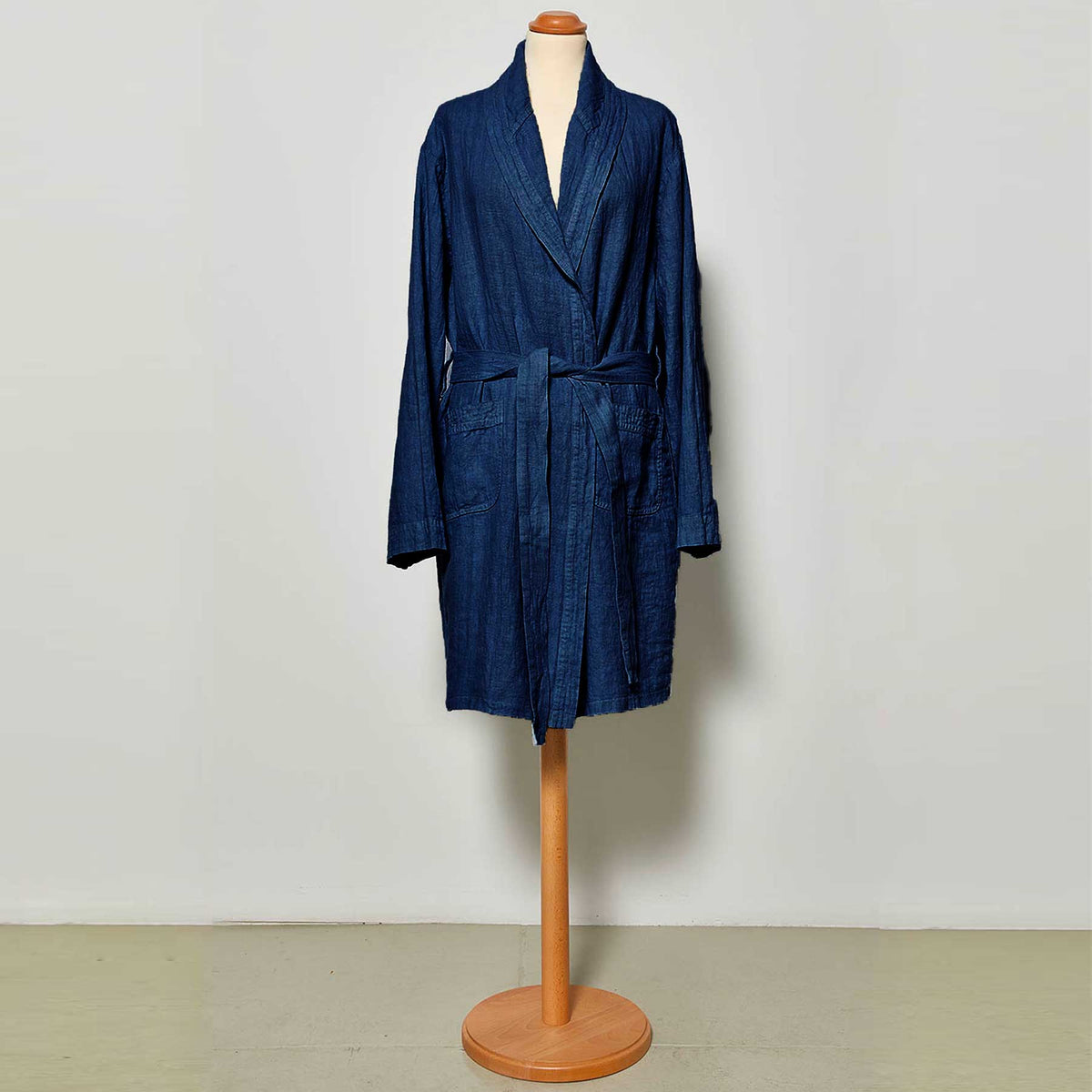 Unisex short shawl linen bathrobe