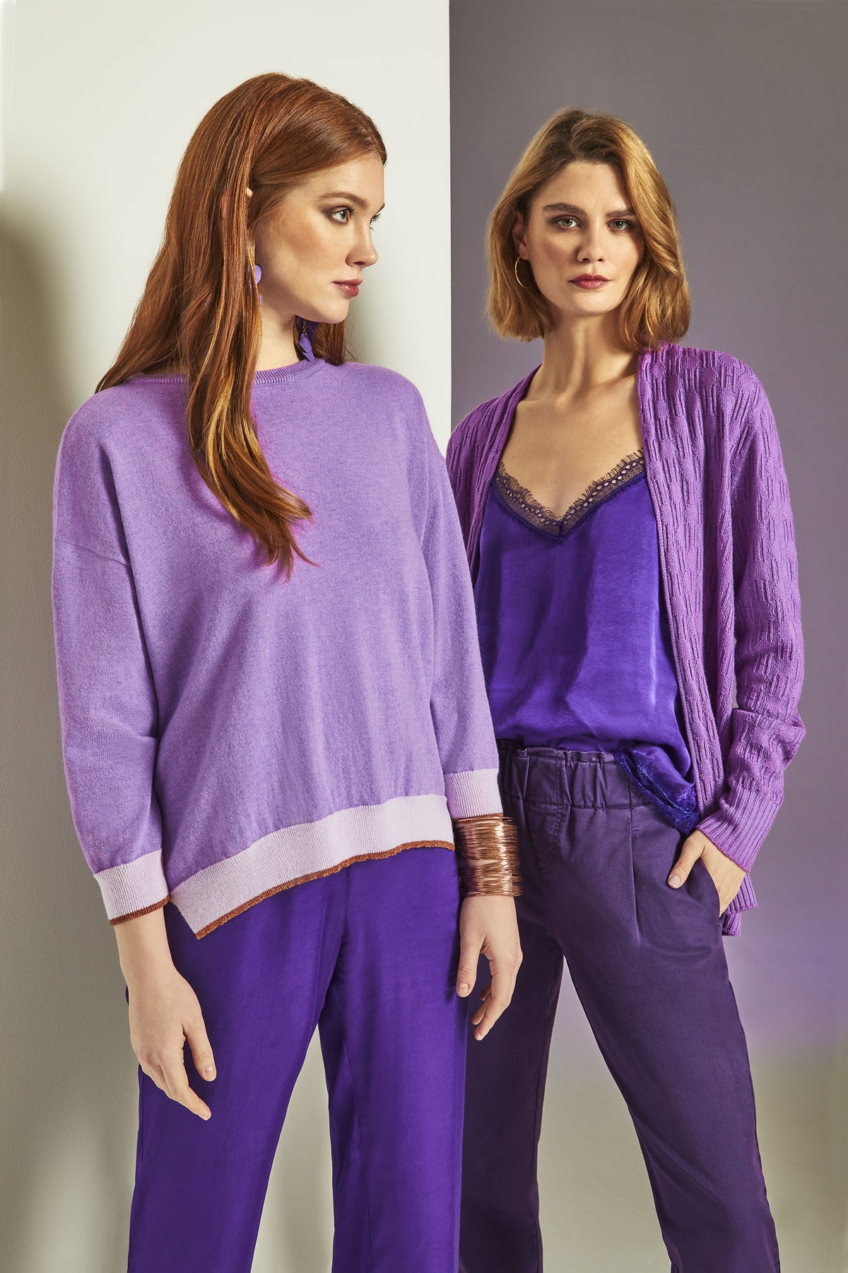 Crew neck boxy lurex jumper