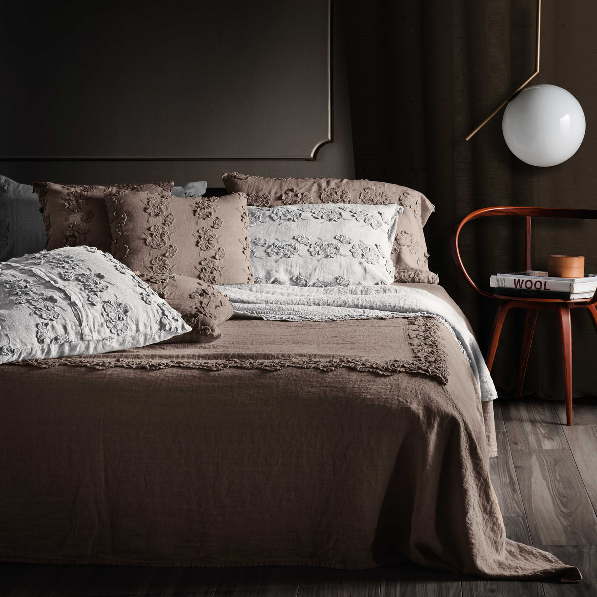 Petal embroidery bedspread, square and a half * while supplies last