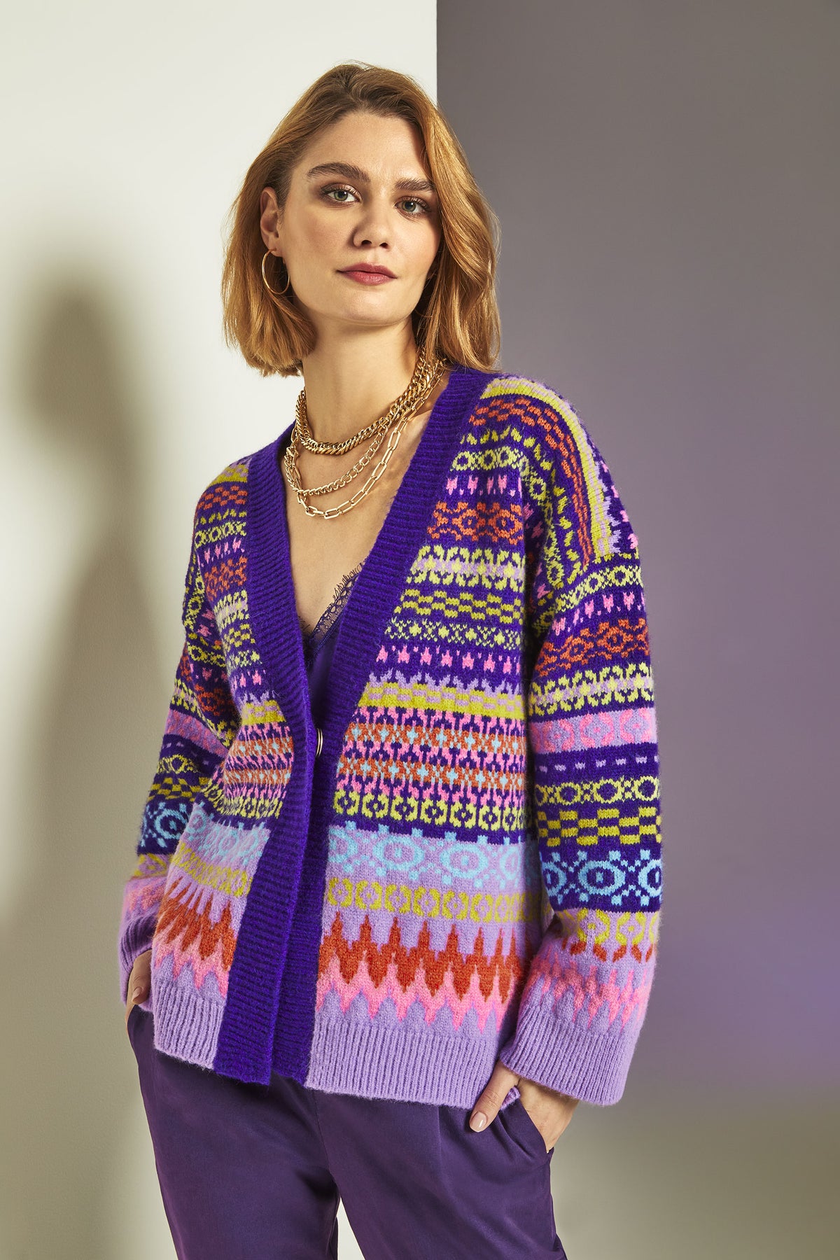 Chevron pattern cardigan