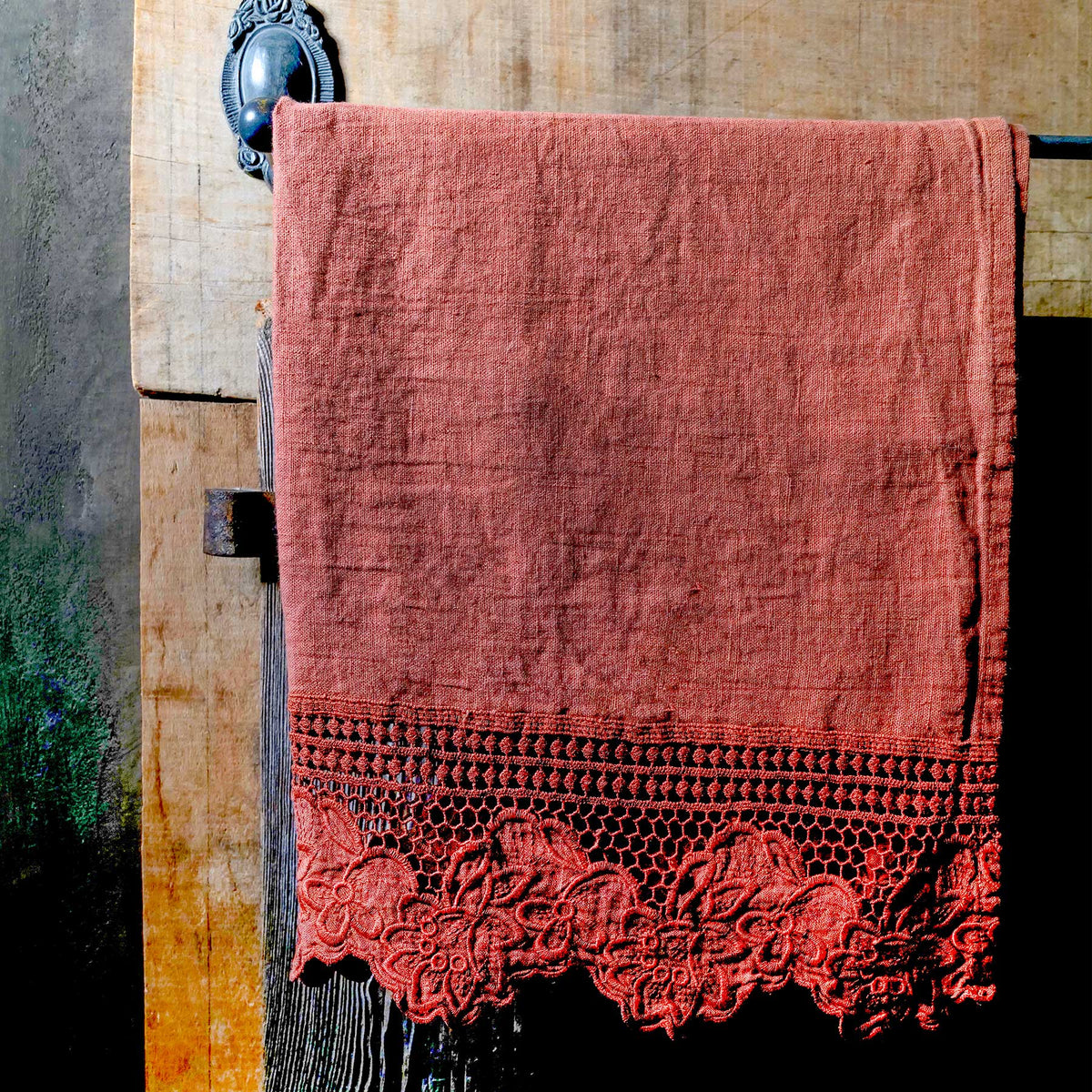 Linen bathroom set Gardenia embroidery