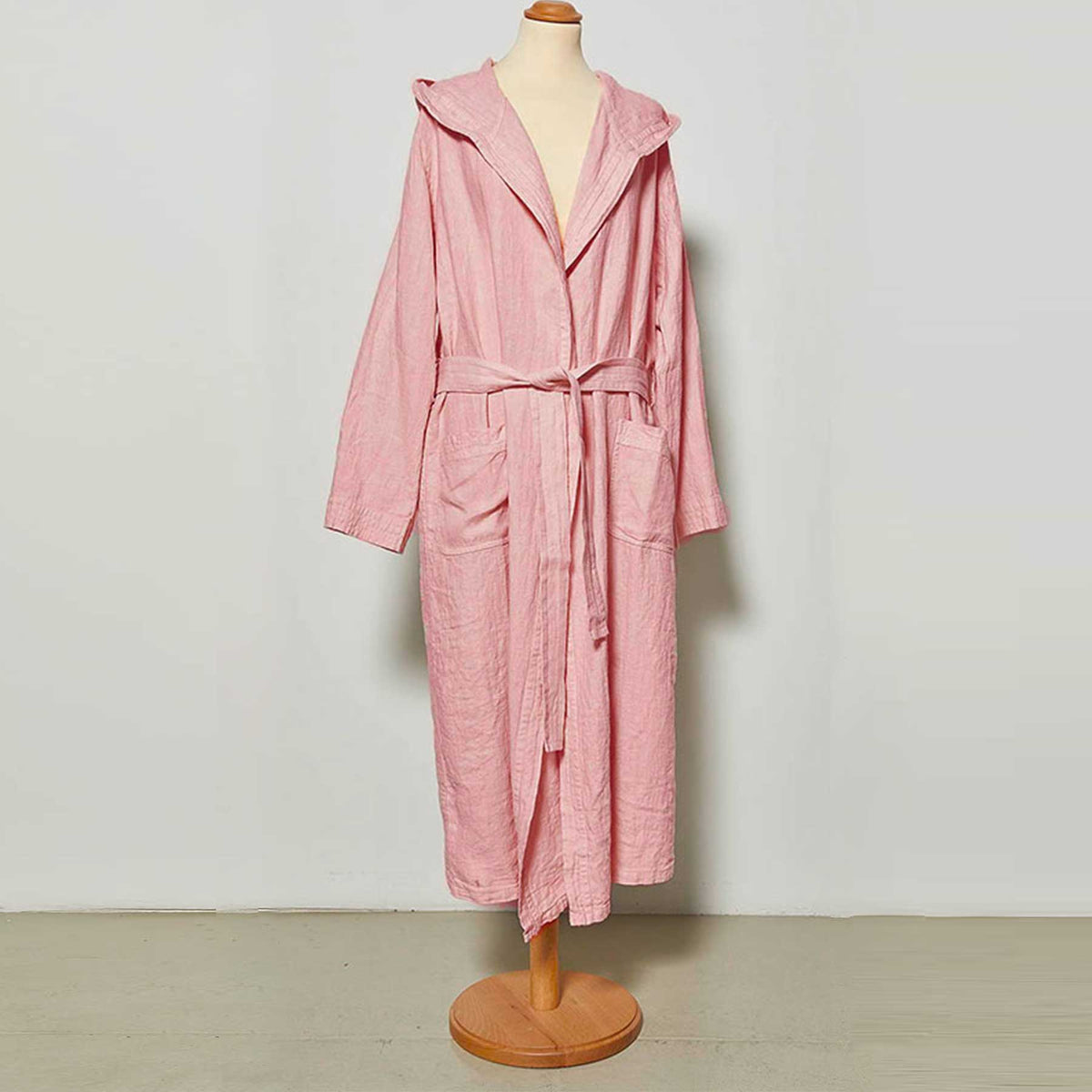 Unisex linen bathrobe with hood