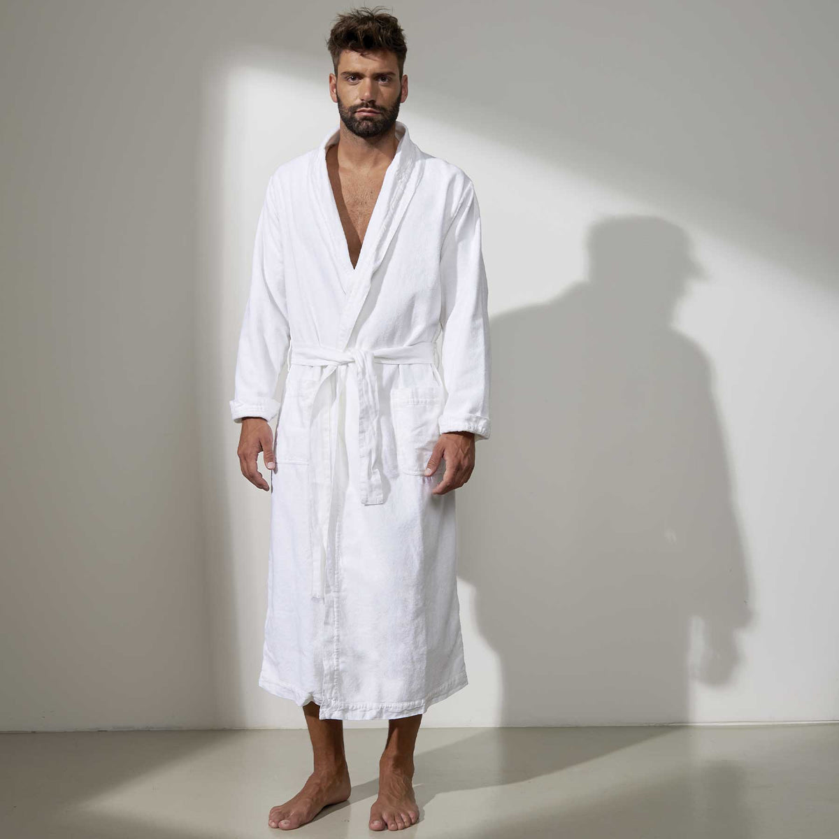 Accappatoio unisex in lino sciallato