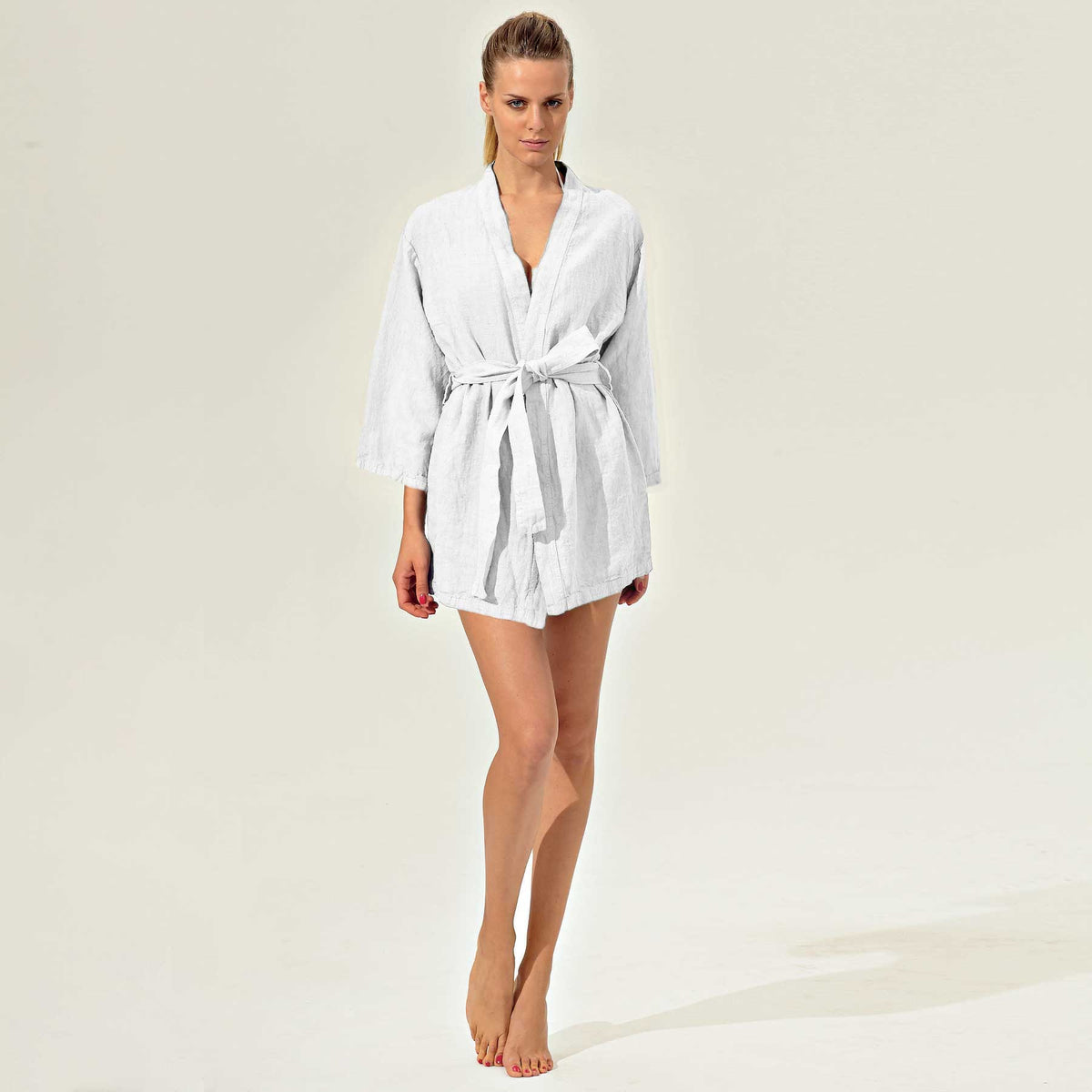 Short unisex linen kimono