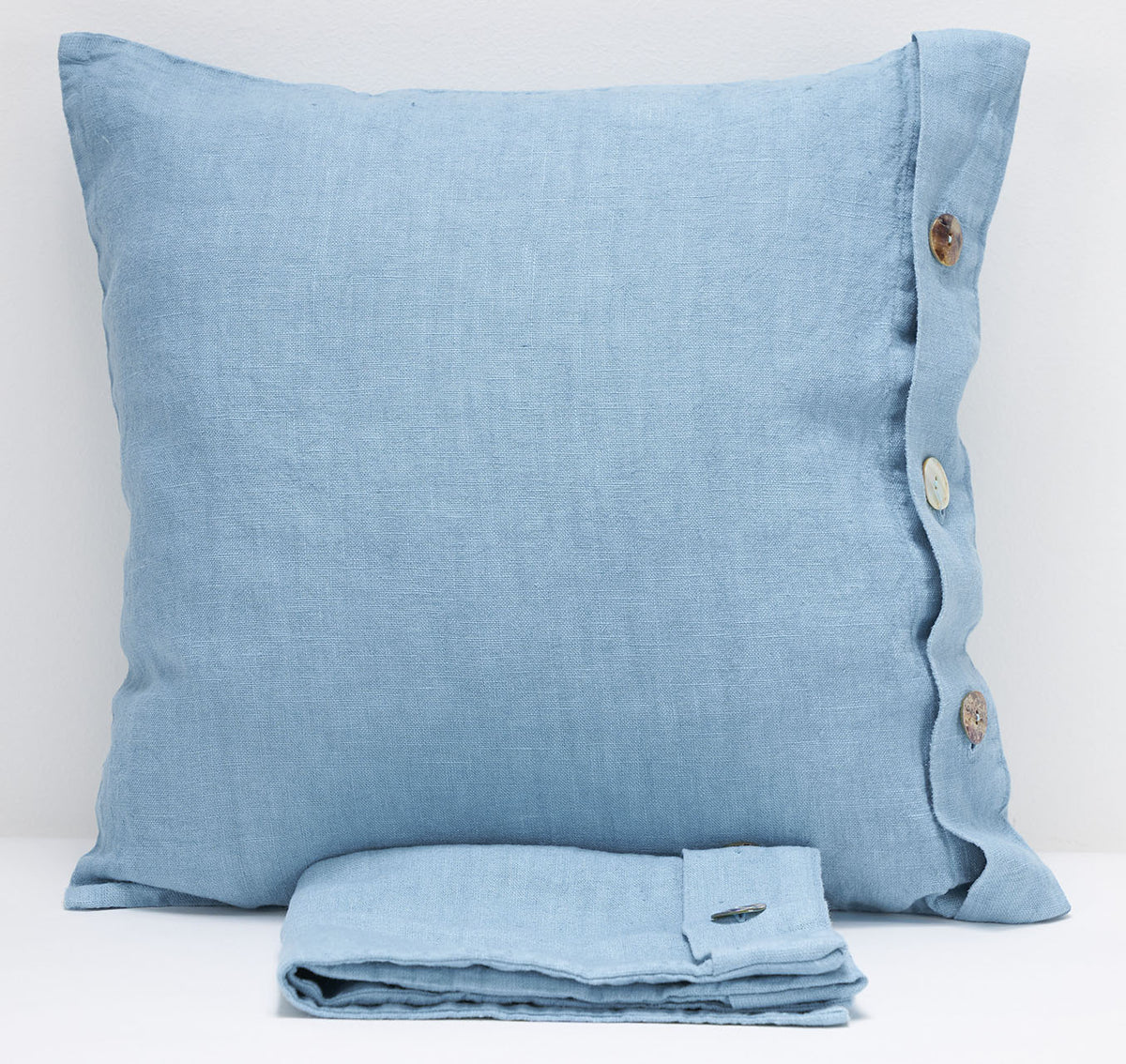 Pair of linen furnishing pillowcases with side buttons