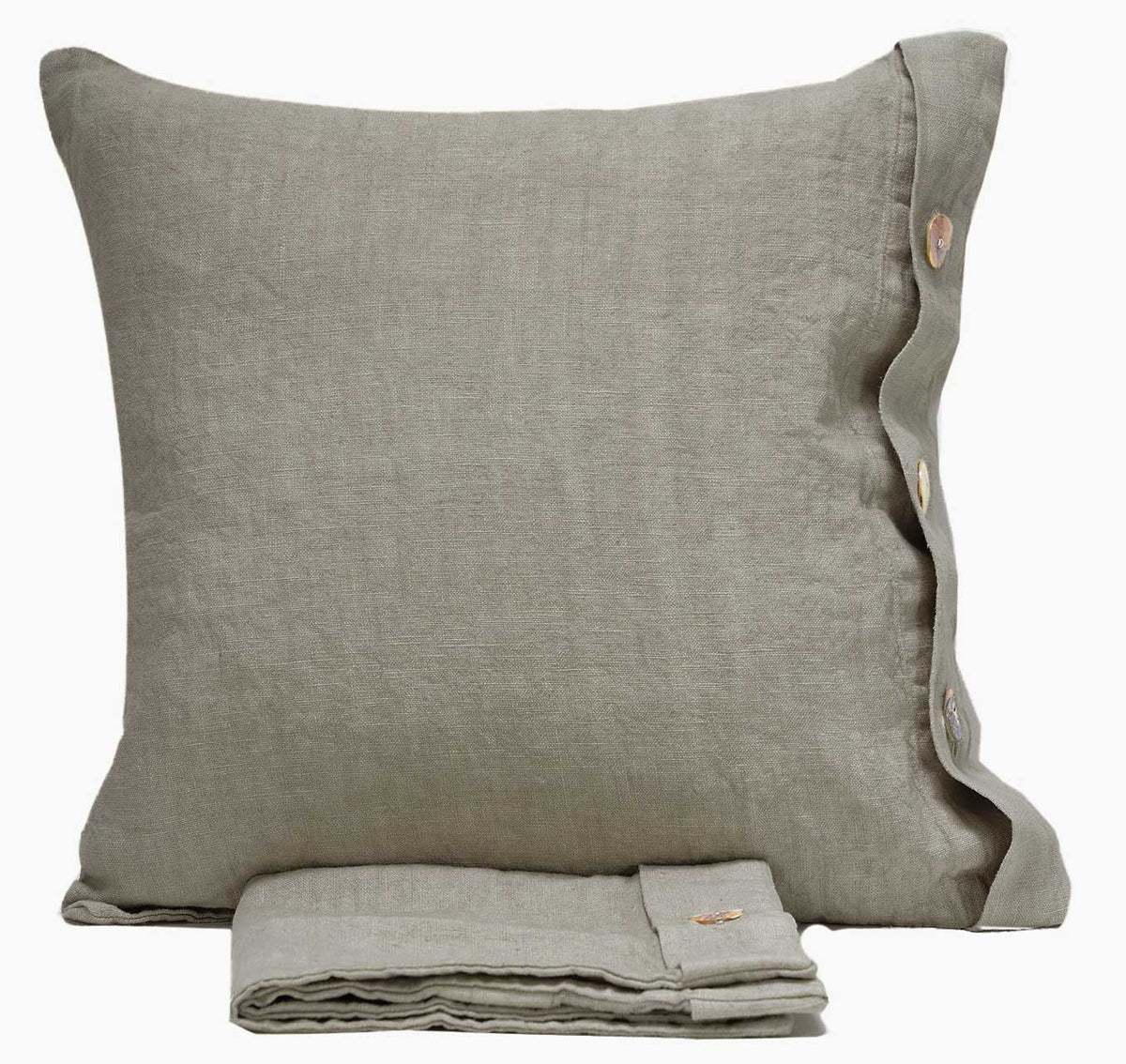 Pair of linen furnishing pillowcases with side buttons