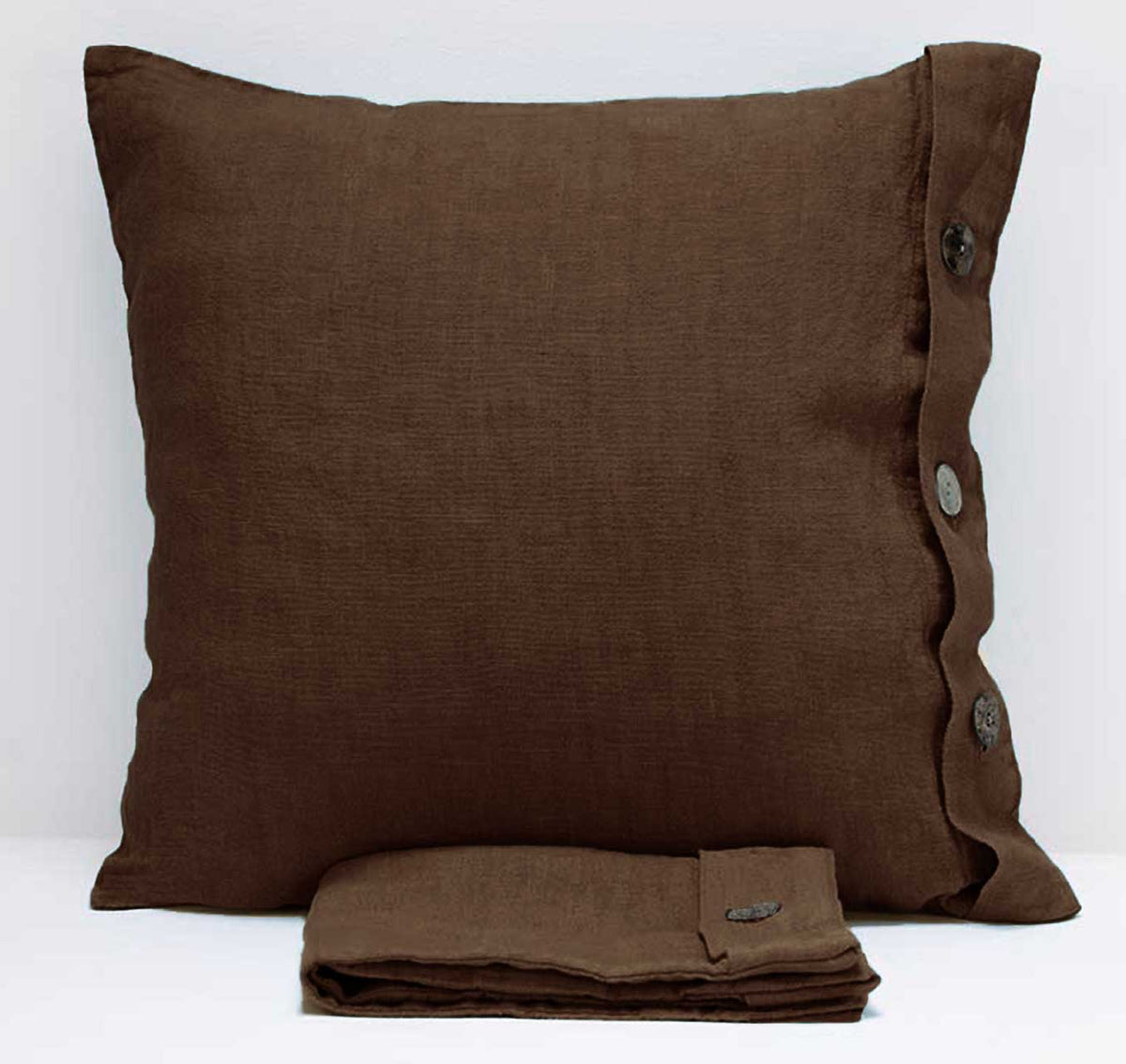 Pair of linen furnishing pillowcases with side buttons