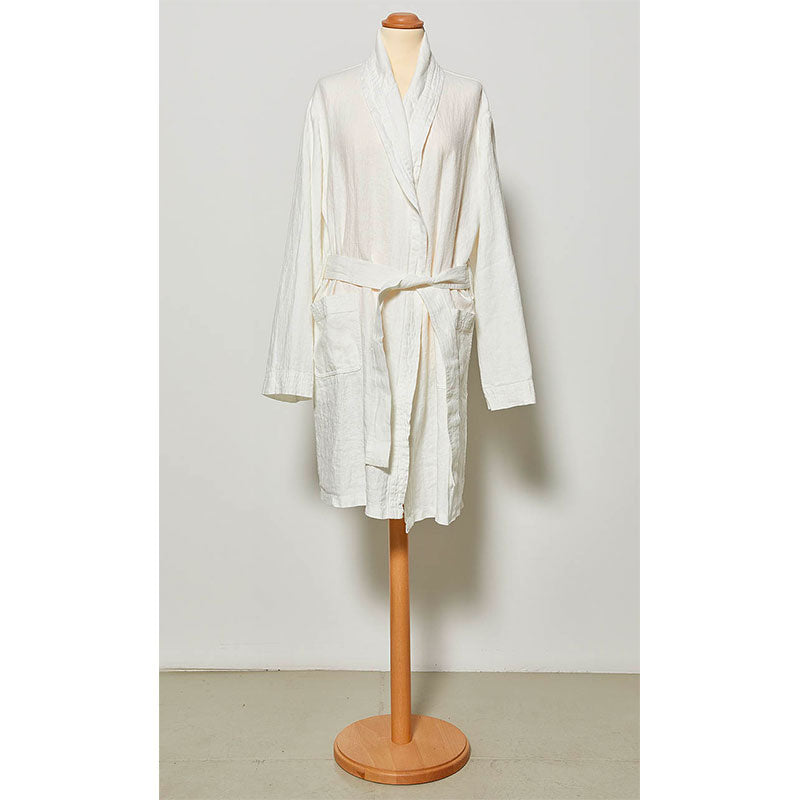 Unisex short shawl linen bathrobe 