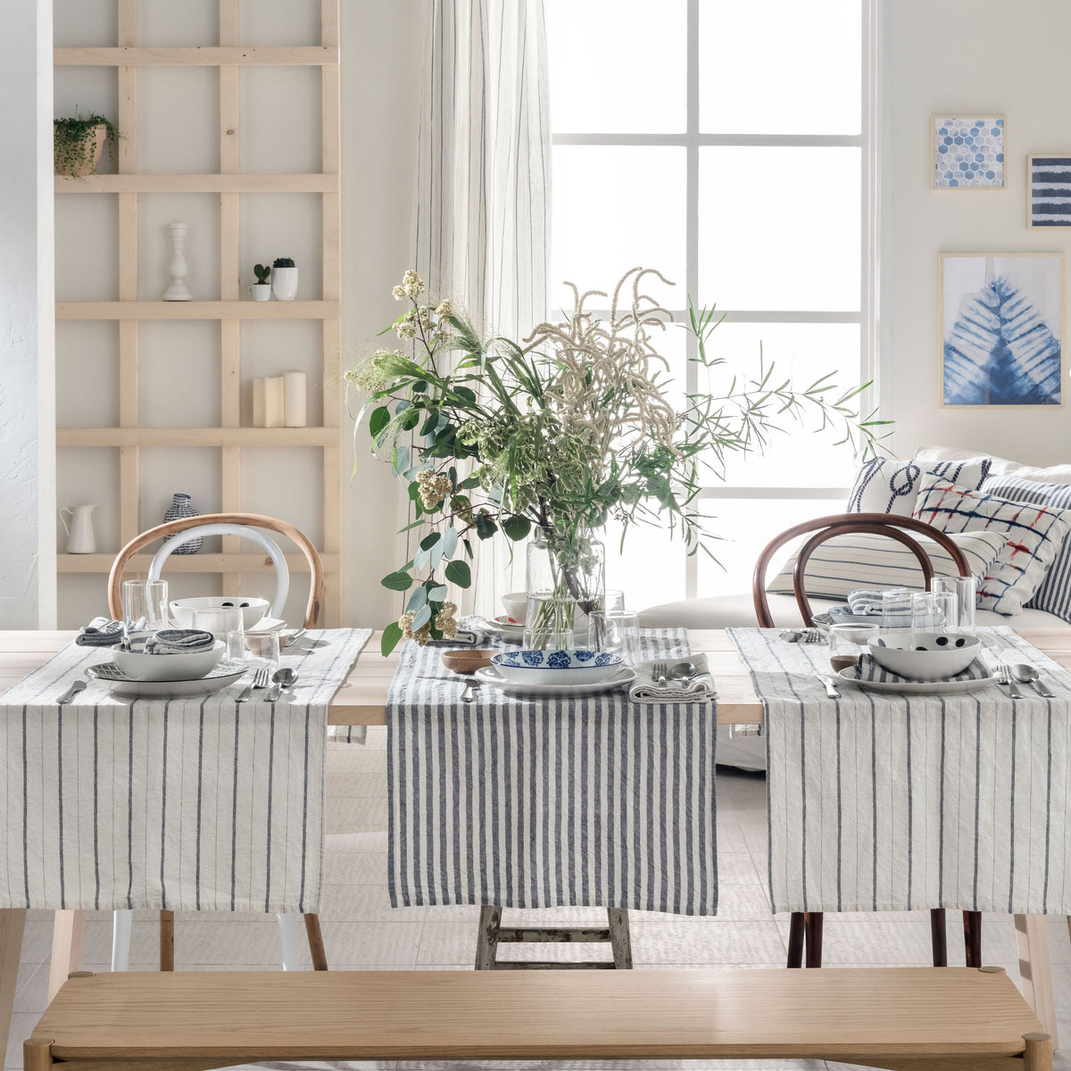 Linen print linen runner