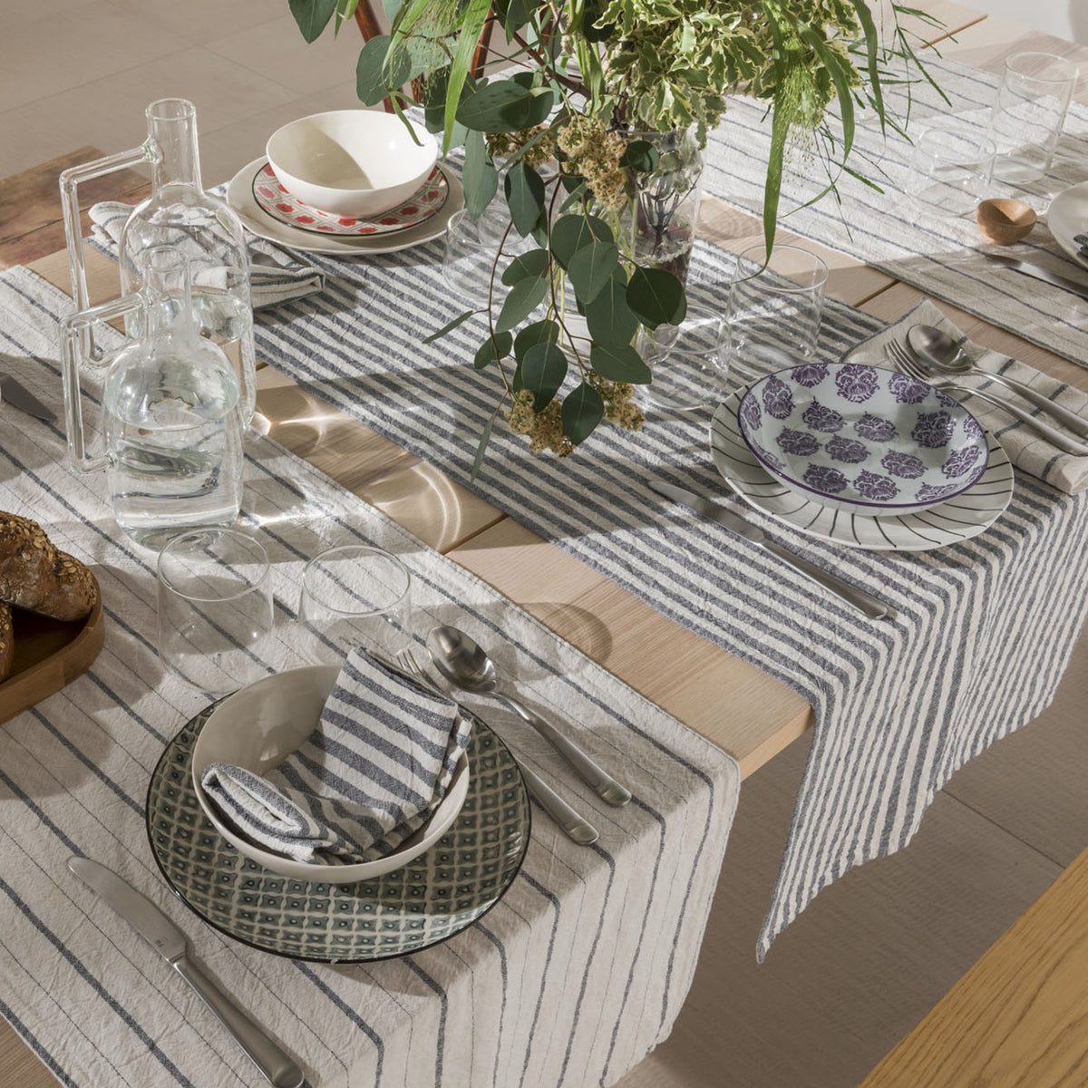 Linen print linen runner