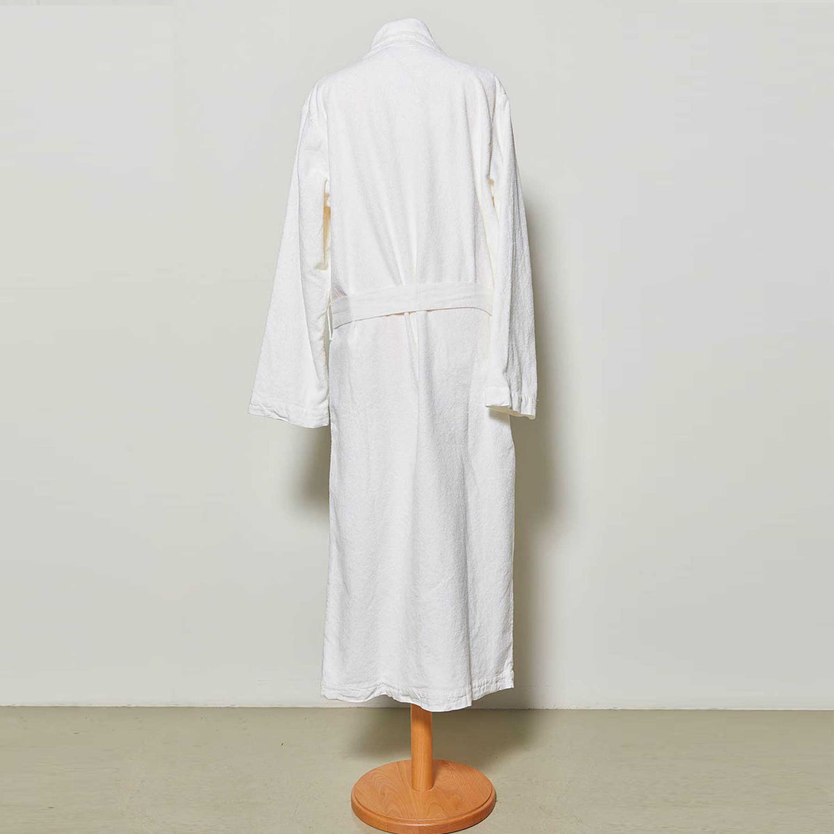 Unisex cotton shawl bathrobe with linen edges