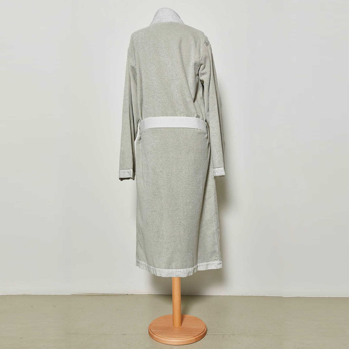 Unisex cotton shawl bathrobe with linen edges