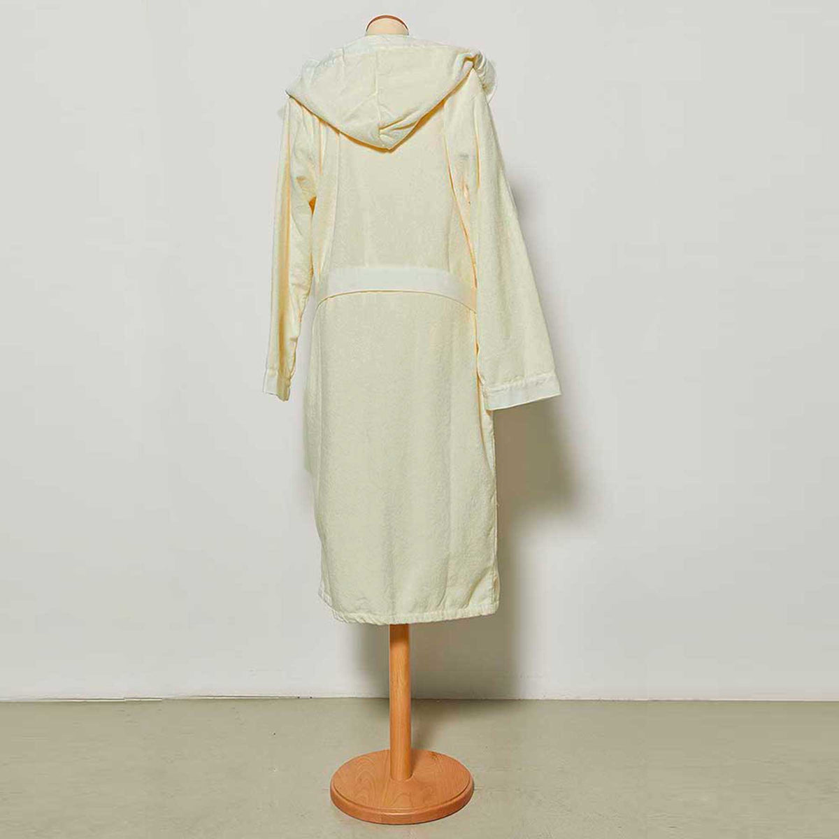 Unisex cotton shawl bathrobe with linen edges