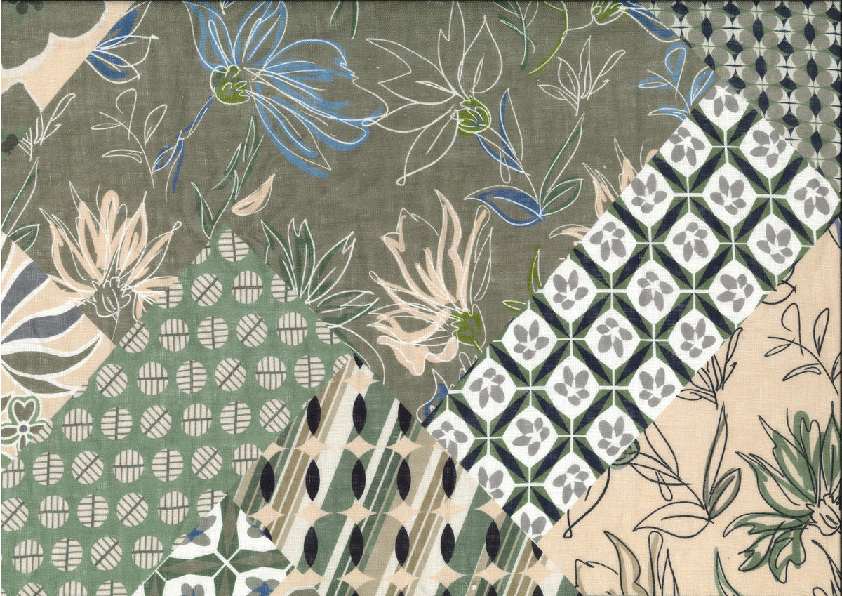 Coppia di federe da guanciale in lino stampa Patchwork