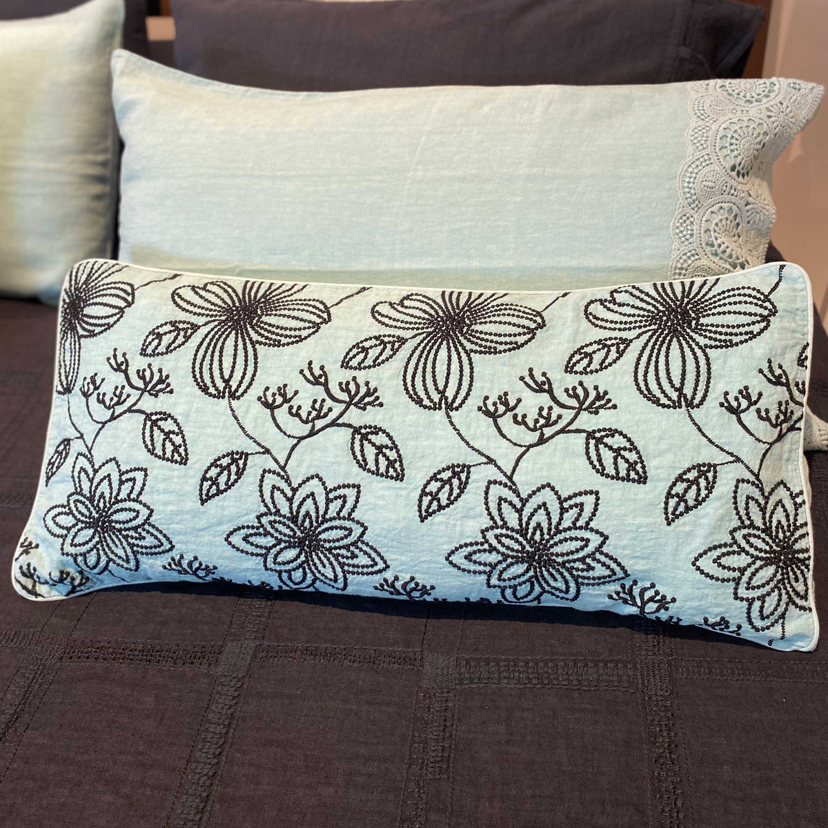 Decorative pillowcase with Leaves embroidery *While supplies last