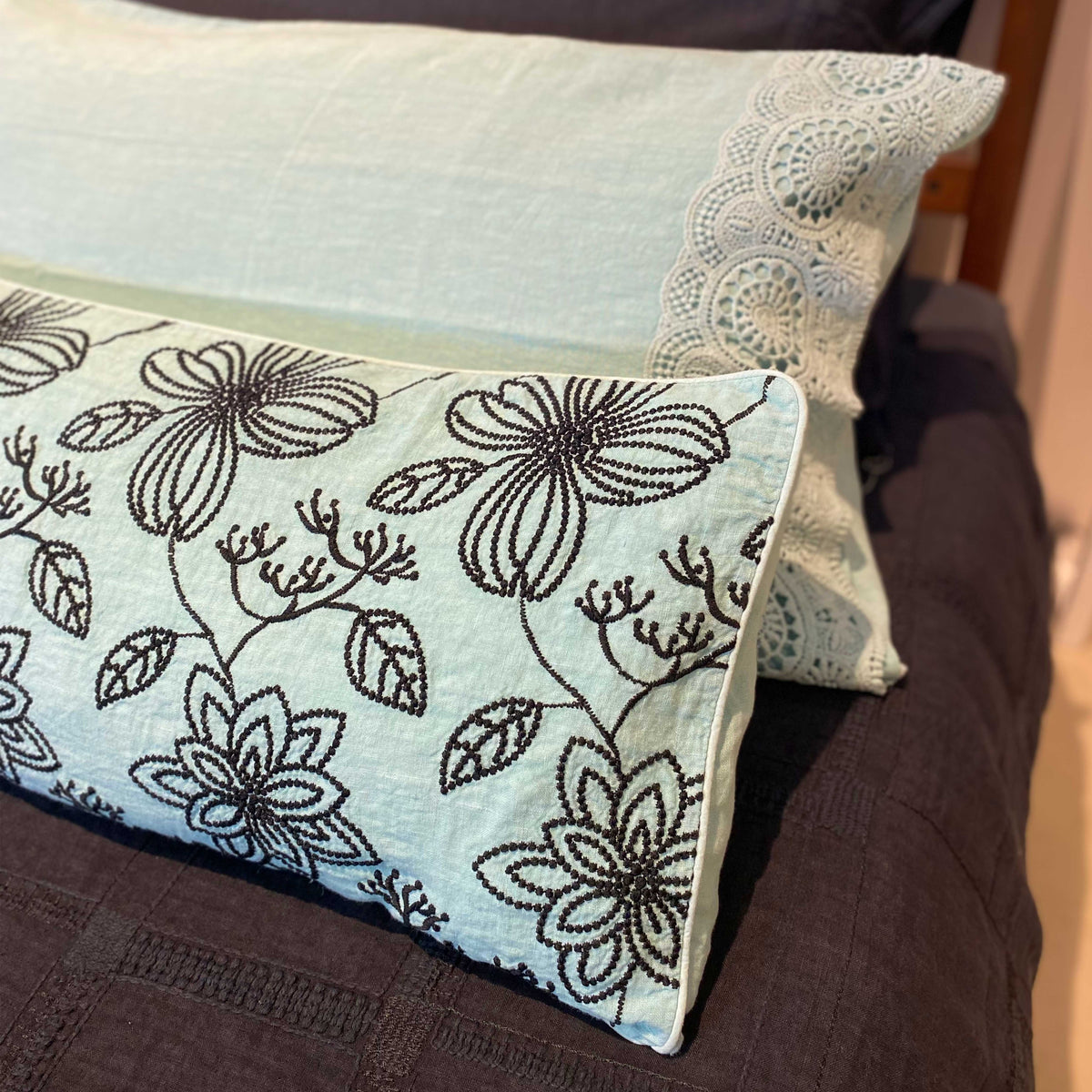 Decorative pillowcase with Leaves embroidery *While supplies last