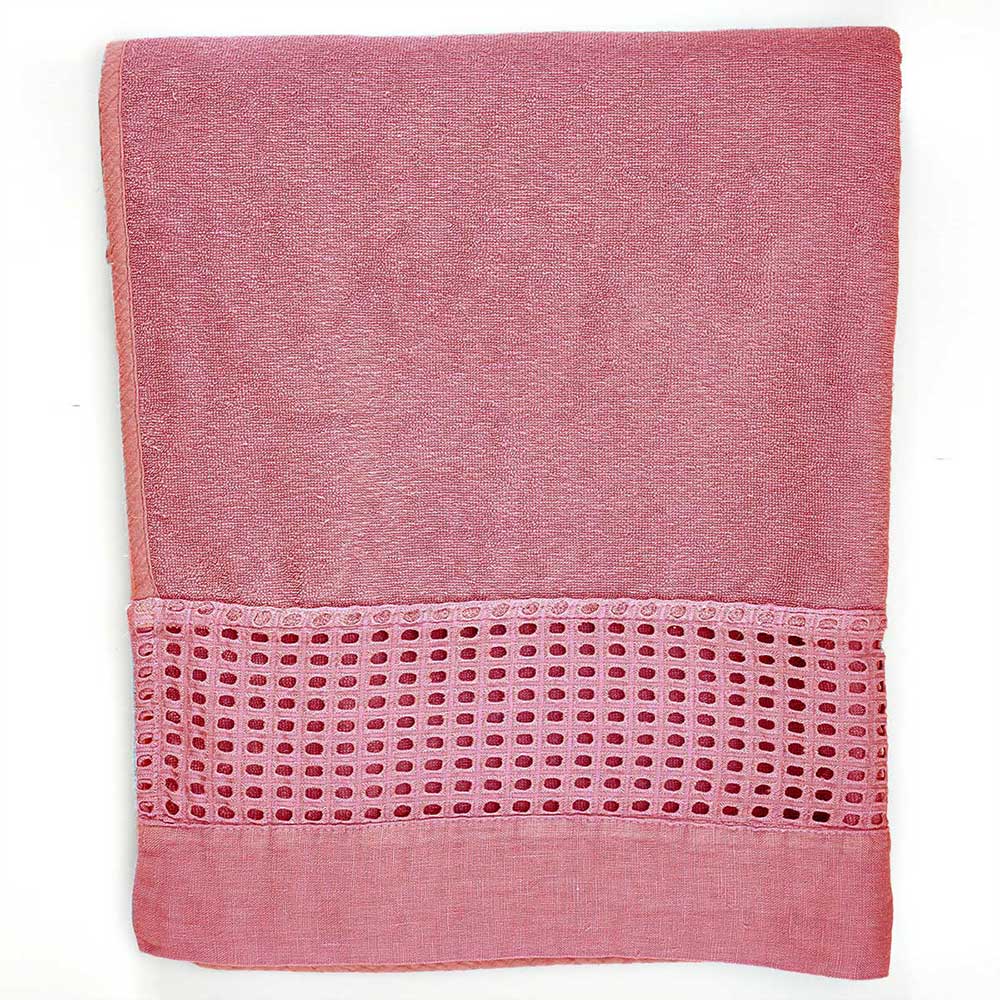Terry shower towel with square embroidery * while stocks last