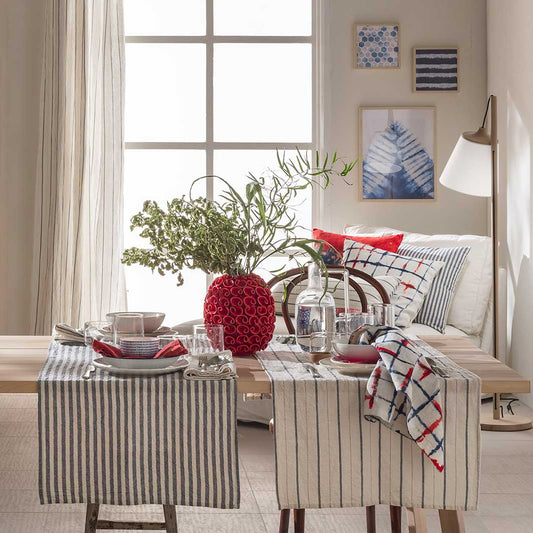 Linen print linen runner