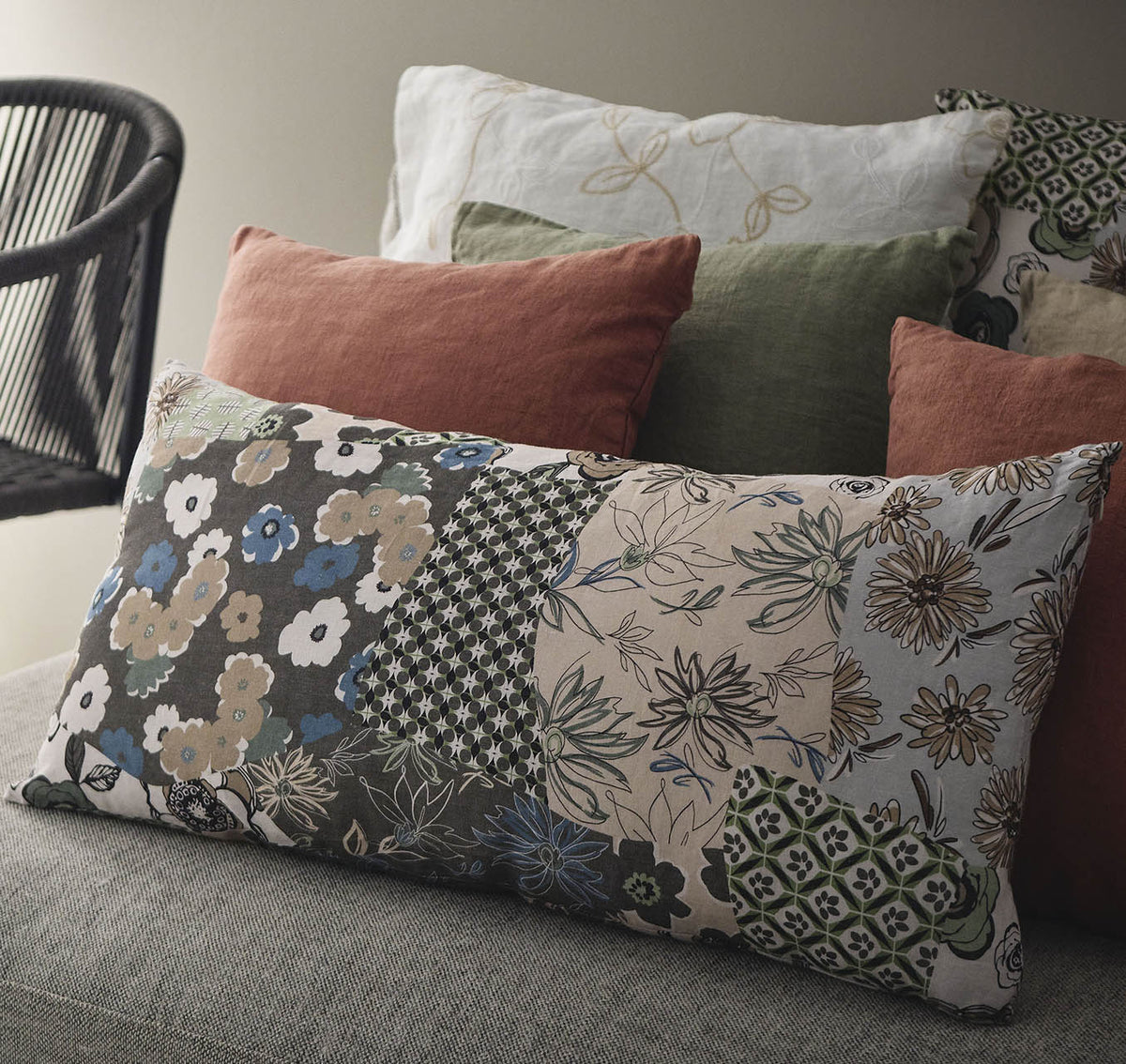 Patchwork print furnishing pillowcase
