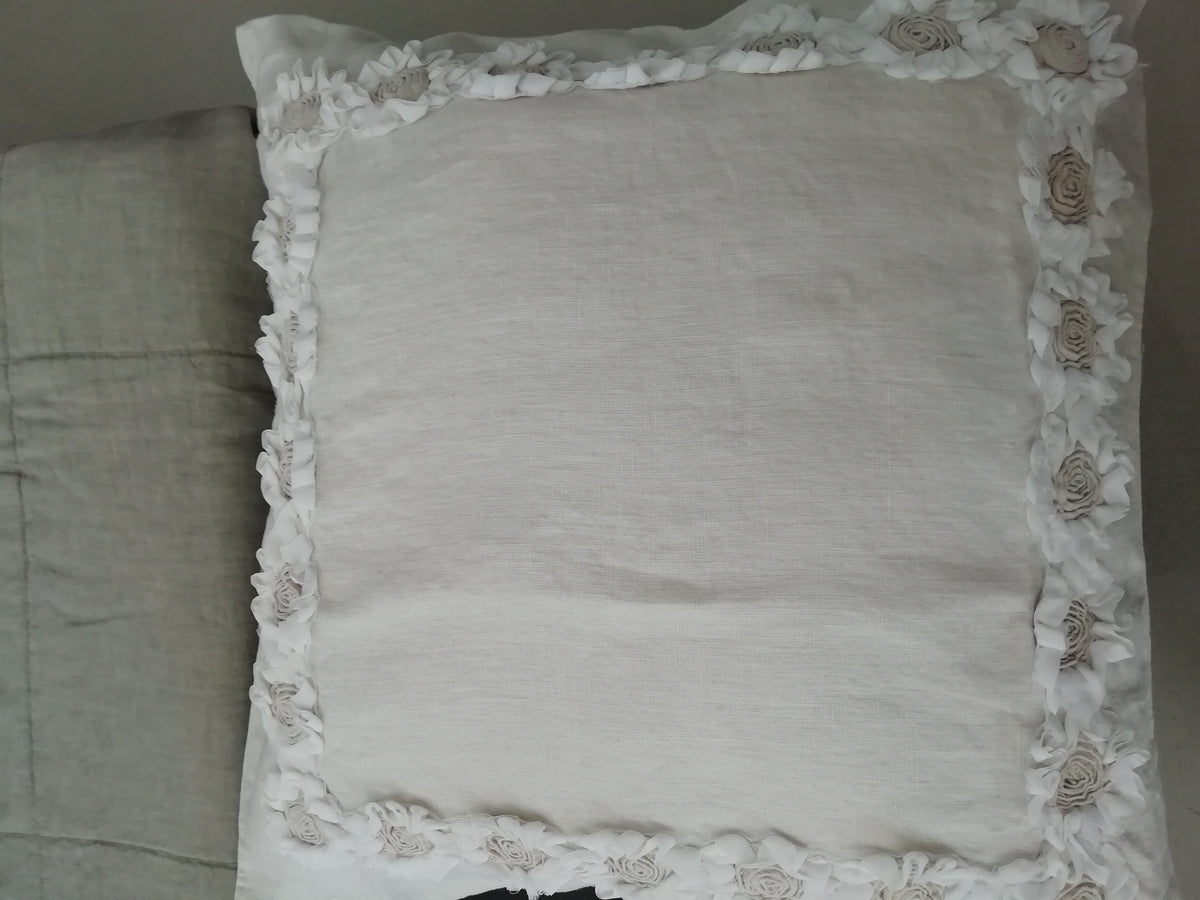 linen pillowcase with peonies