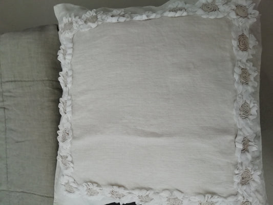 linen pillowcase with peonies