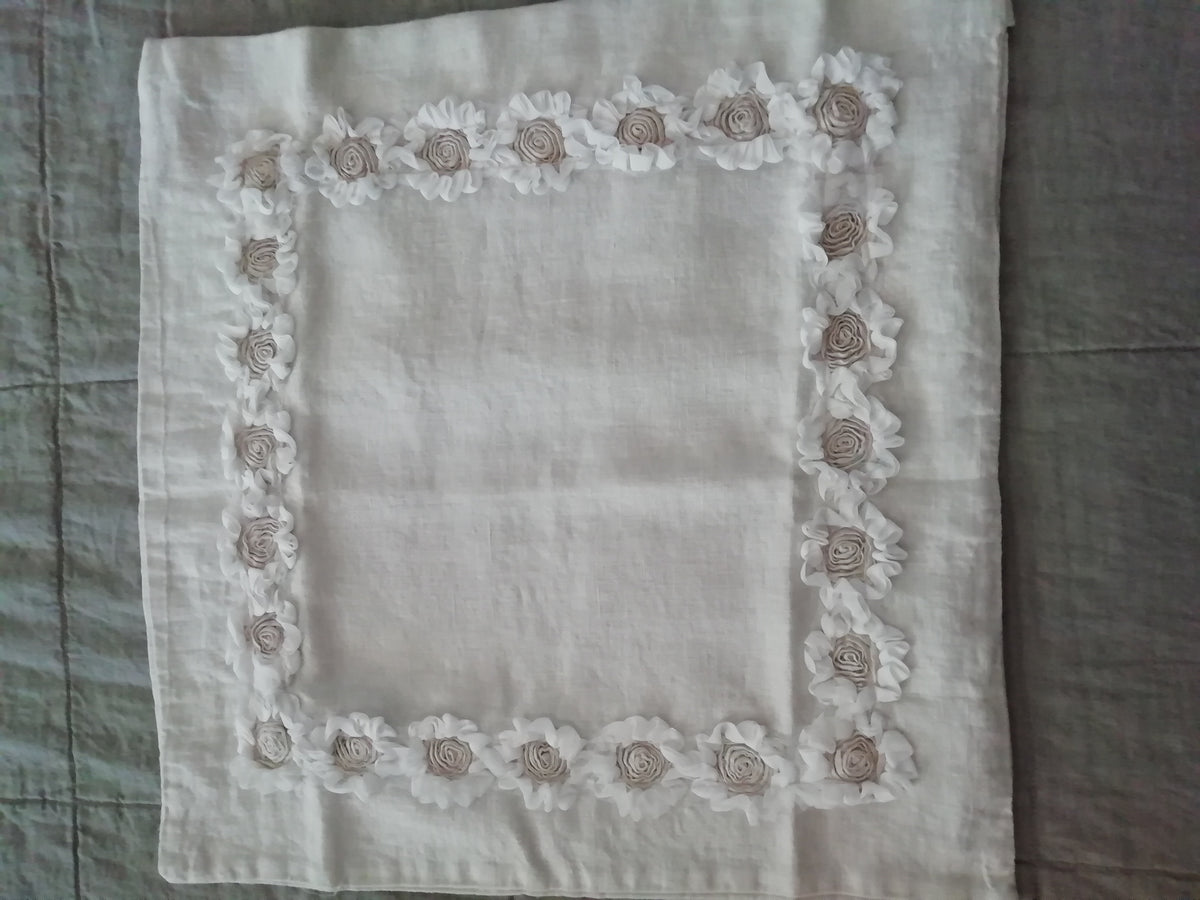 linen pillowcase with peonies