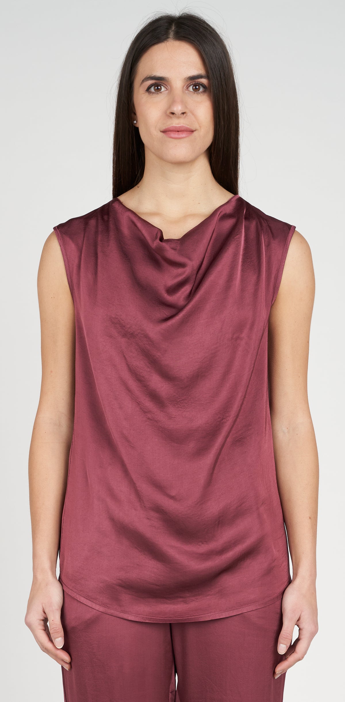 Draped cowl neck top