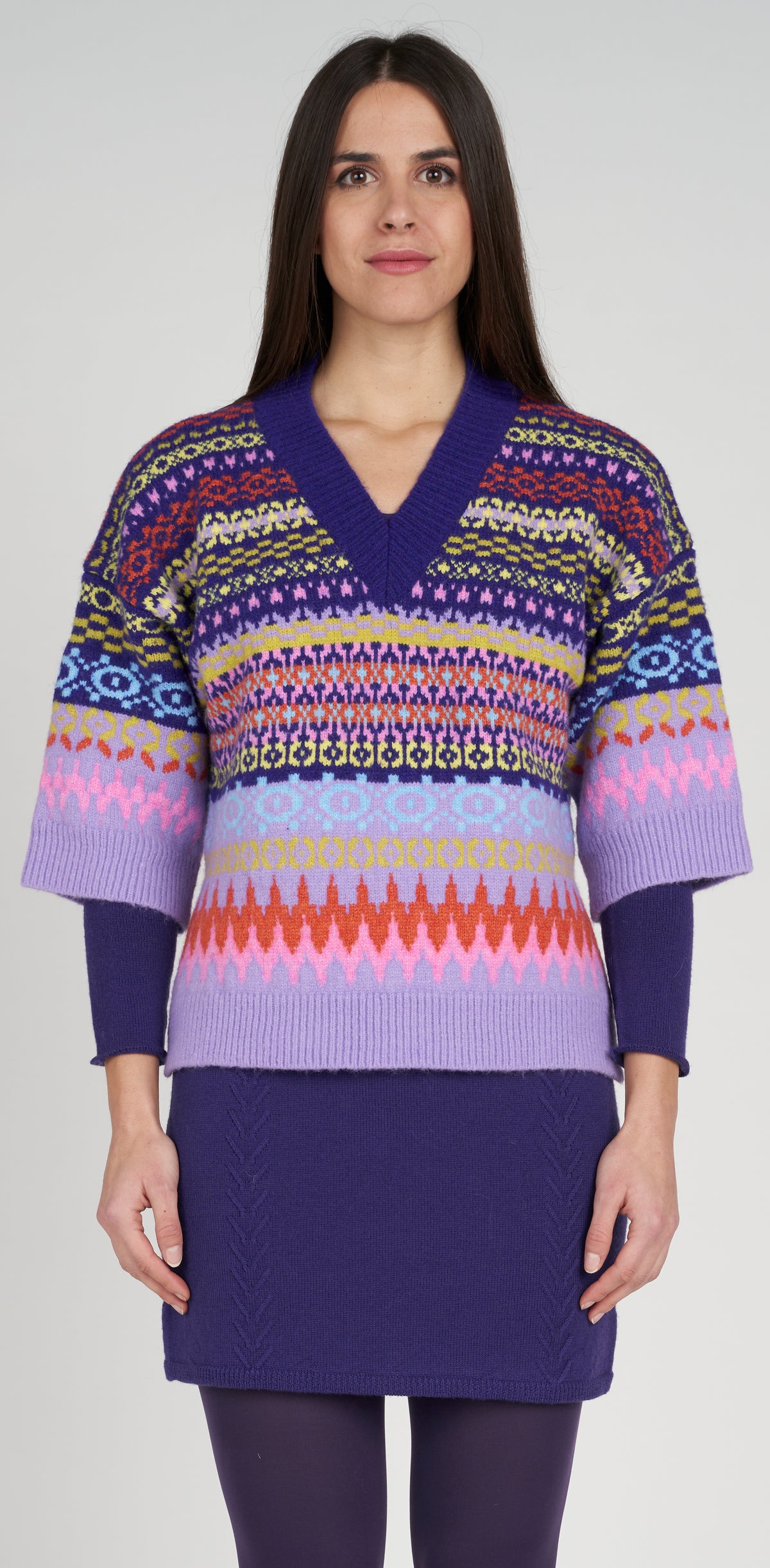 V-neck chevron sweater
