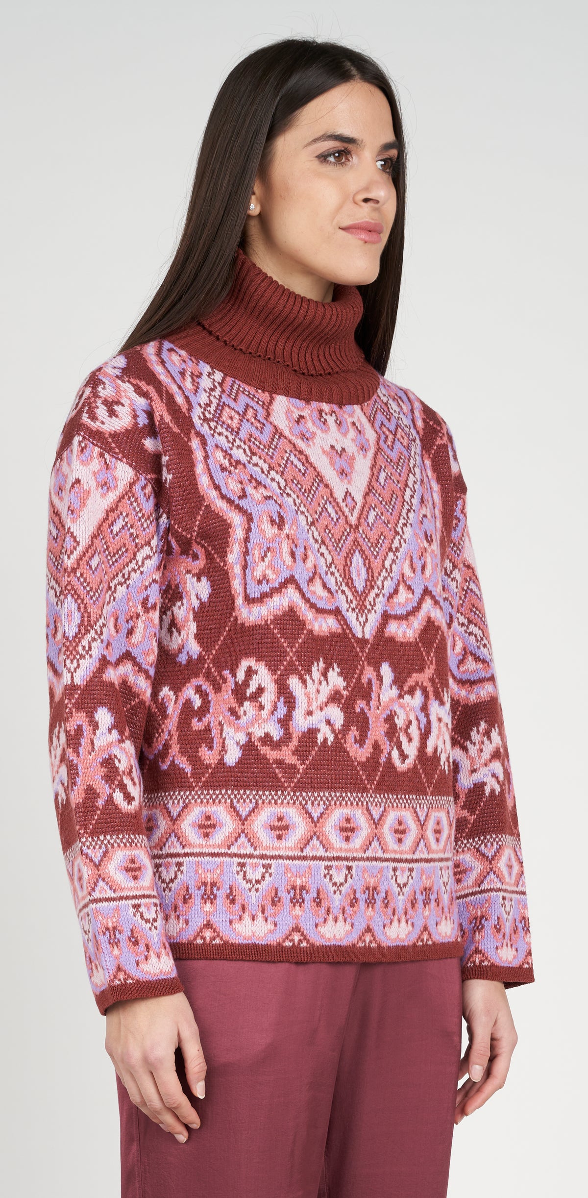 Caramel jacquard turtleneck