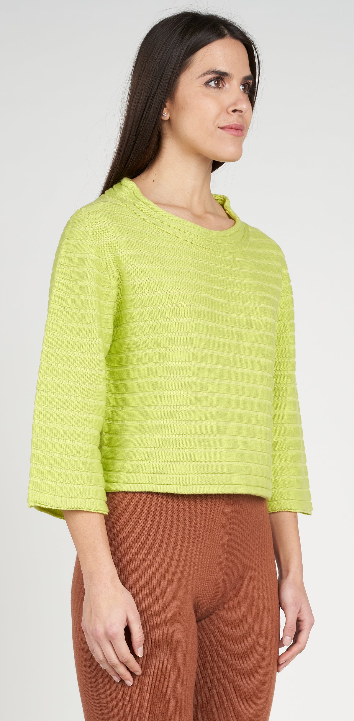 Ribbed top with 3/4 sleeves