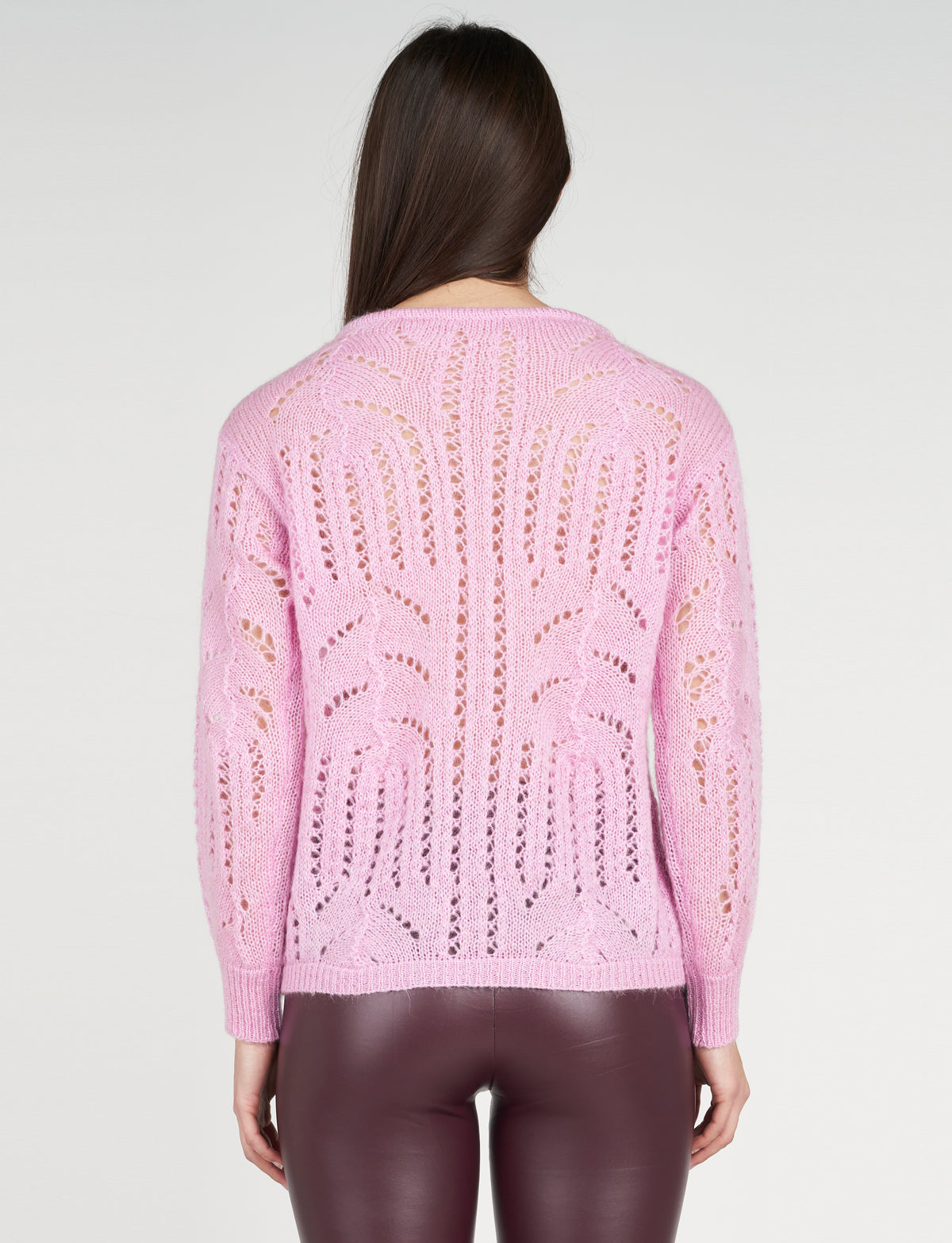 Openwork boat neck sweater