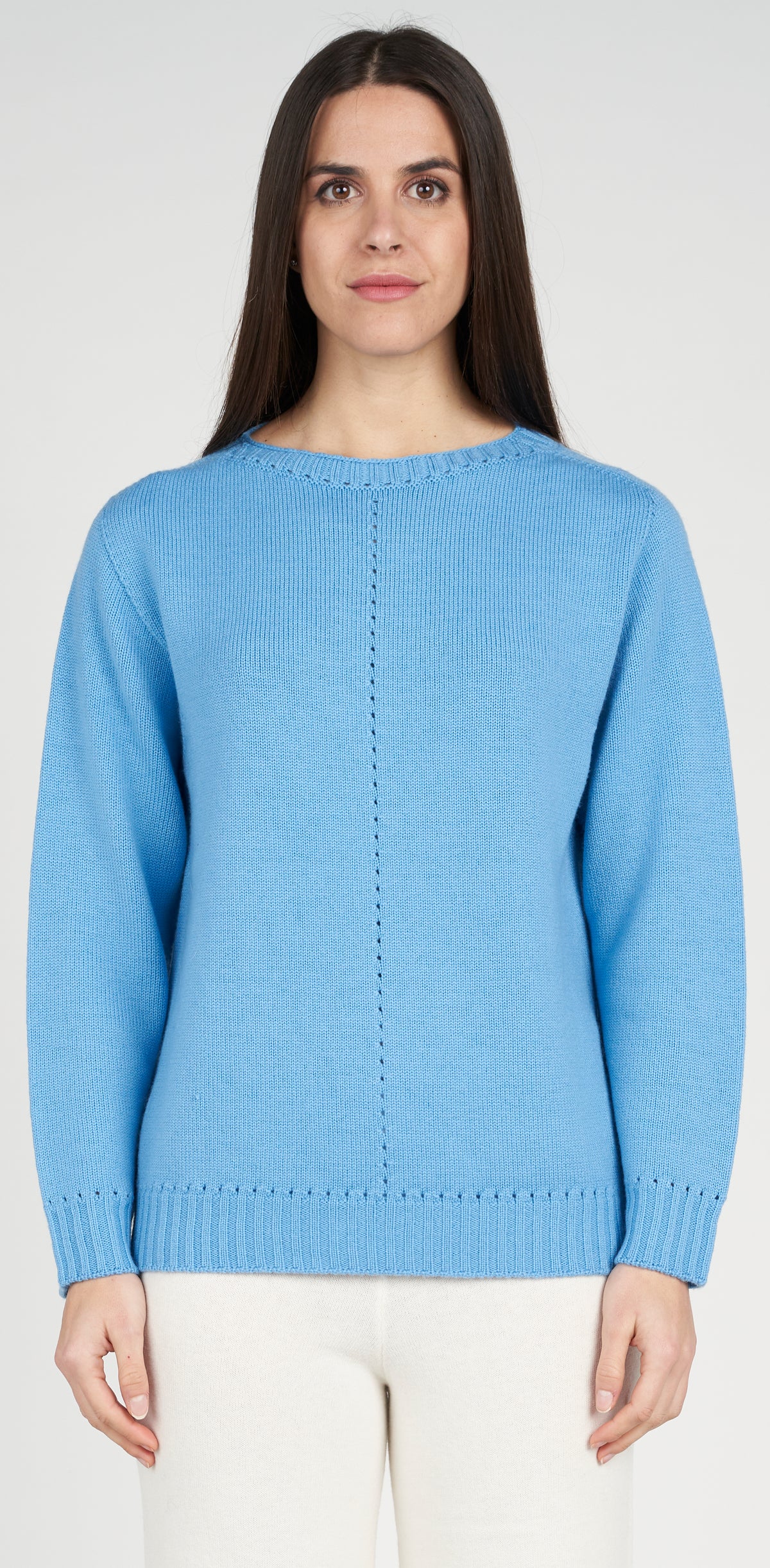 Openwork boat neck sweater