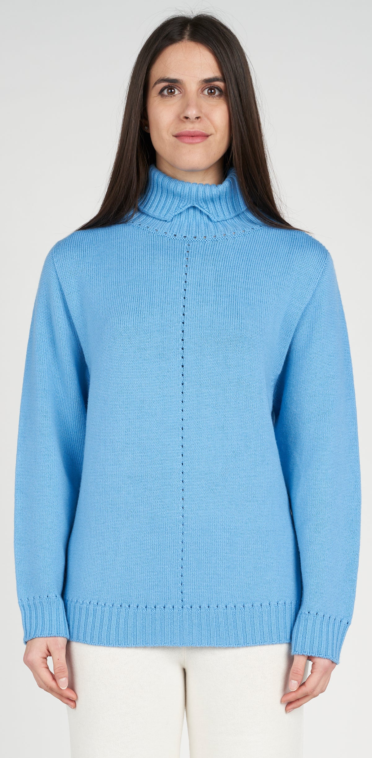 Open-knit turtleneck sweater