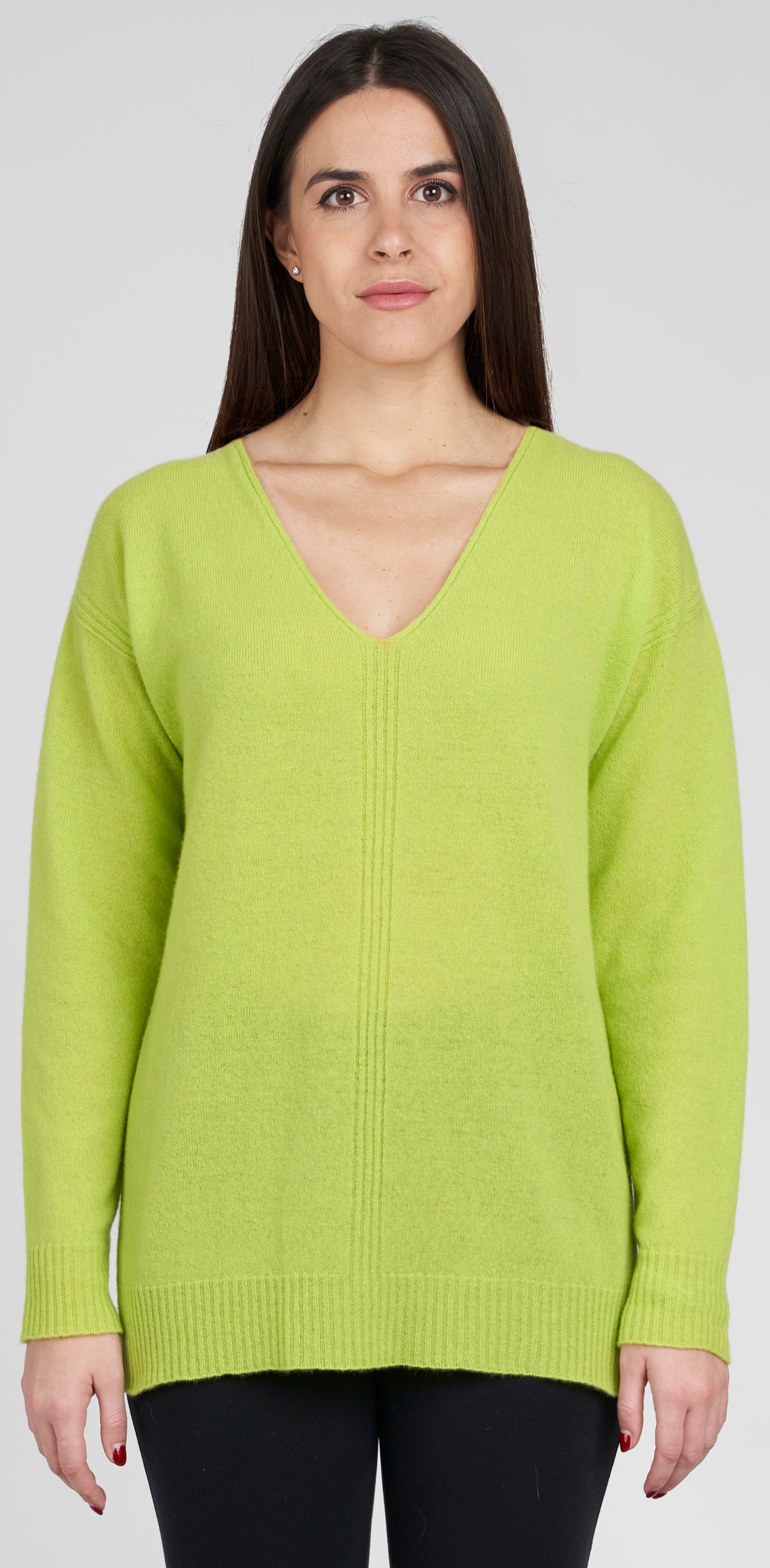 V-neck sweater with side slits