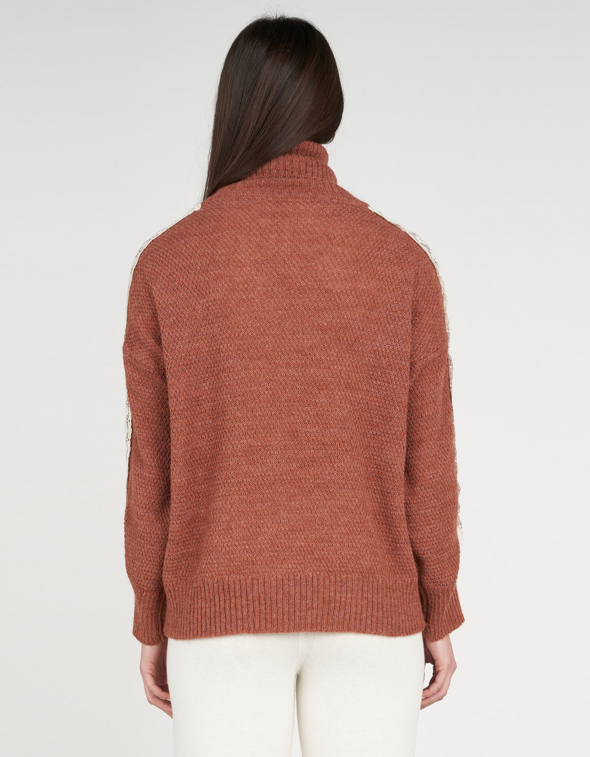 Turtleneck with lace detail sleeves