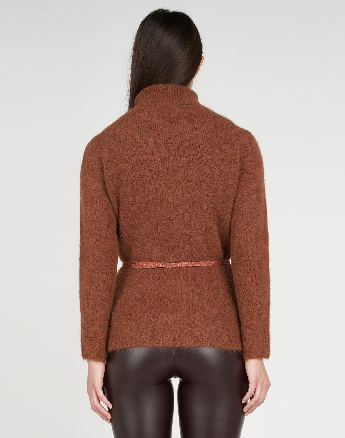 Alpaca cardigan with lurex belt included