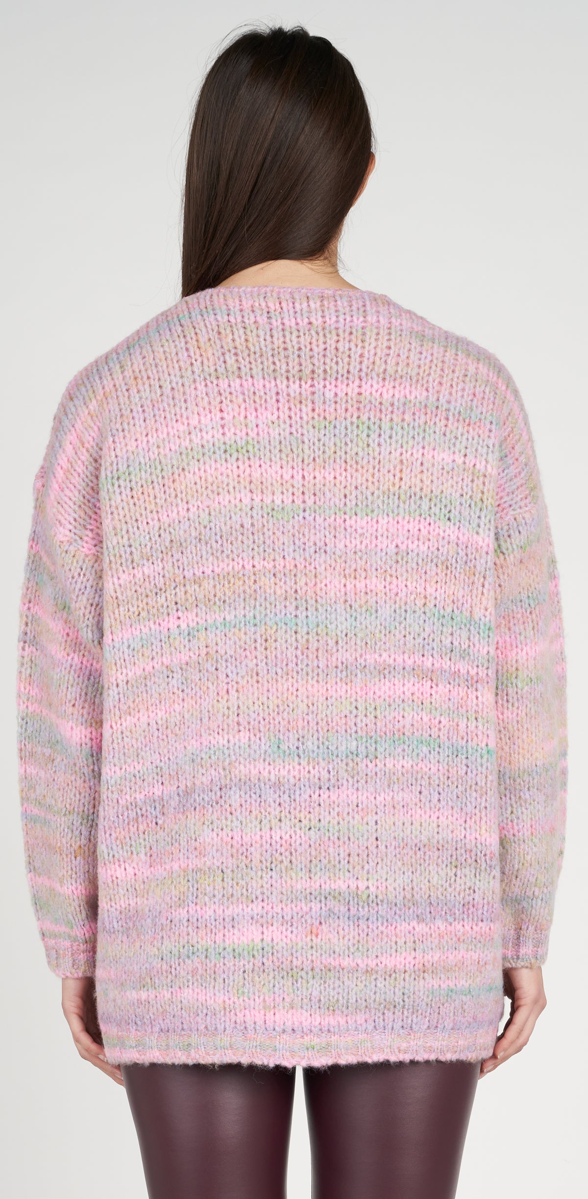 Pink melange cardigan with lace