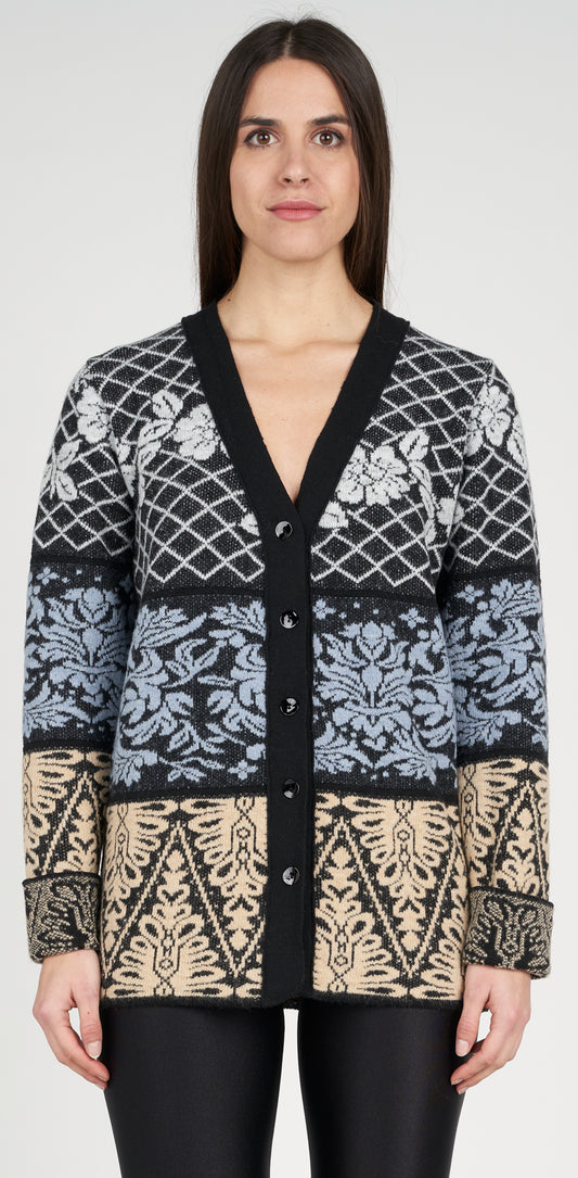 Cardigan jacquard nero