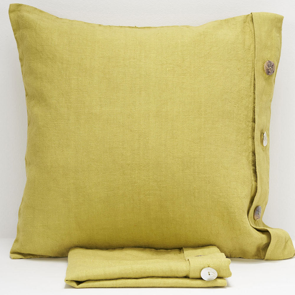 Pair of linen furnishing pillowcases with side buttons