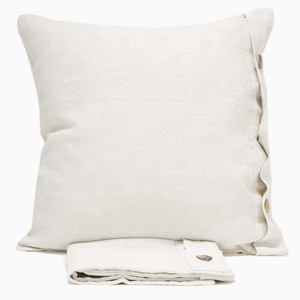 Pair of linen furnishing pillowcases with side buttons