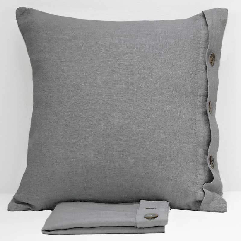 Pair of linen furnishing pillowcases with side buttons