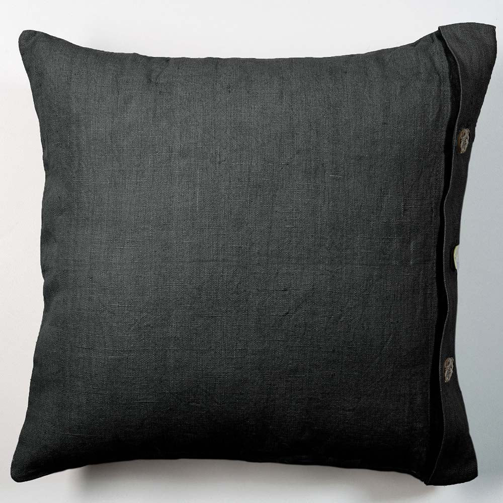 Pair of linen furnishing pillowcases with side buttons