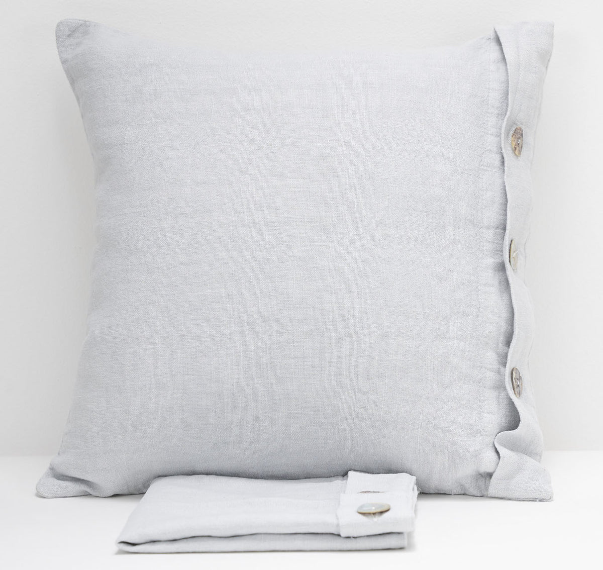 Pair of linen furnishing pillowcases with side buttons