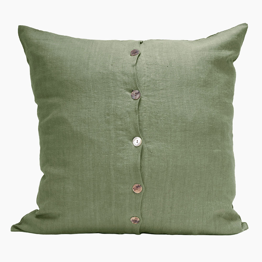 Maxi linen pillowcase with central buttons