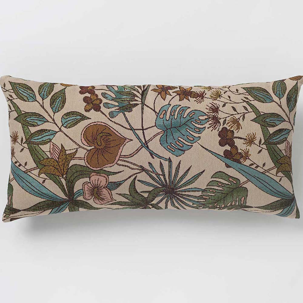 Decorative pillowcase in jacquard fabric with floral motif